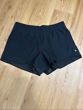 Women's Black Athletic Shorts with Elastic Waist and Built-in Liner